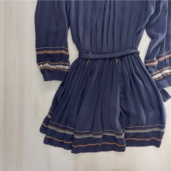 NWT $148 FREE PEOPLE Delilah midnight long sleeve boho mini dress XS - Picture 9 of 9